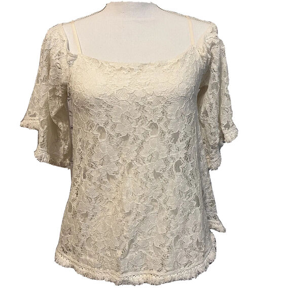 Bailey 44 Tops - Anthropologie Bailey 44 Tusk Cold Shoulder Lace Top size S Feminine Romantic